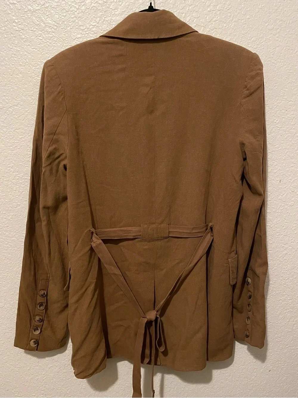 Free People Olivia Linen-Blend Blazer in Sand